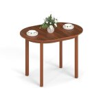 Giantex table � manger ovale - table de cuisine moderne - pieds en bois de caoutchouc - charge 120 kg ...