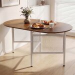 Giantex table a manger pliante pour 6 - 8 personnes table de cuisine ovale rabattable avec cadre en m�tal ...