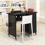 Giantex table de manucure professionnelle table onglerie � roulettes verrouillables avec ramasse - poussi�re ...
