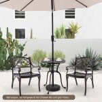Giantex�table�ronde�de�jardin�d. 61x71cm�en�fonte�daluminium�avec�trou�pour�parasol - charge�40kg pour�jardin ...