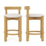 Giantex tabourets de bar - lot de 2 chaises de bar rembourr�es - pieds en bois h�v�a - tissu teddy velours ...