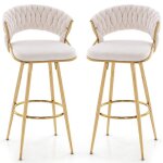 Giantex tabourets de bar rembourr�e - lot de 2 chaises de bar - tiss� en velours - charge 200 kg - dossier ...