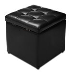 Giantex tabouret pouf de rangement en pu cuir repose - pied en cube avec pieds antid�tapants pour salon ...