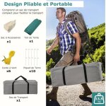 Giantex tente de camping familial avec auvent 2 chambres double toit amovible sac de transport pour randonn�e ...