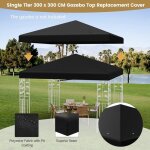 Giantex toile de rechange pour tonnelle 3x3m toit de remplacement pliable imperm�able en polyester (noir) ...