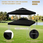 Giantex toile de rechange pour tonnelle 3x3m toit de remplacement pliable imperm�able en polyester (noir ...