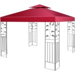 Giantex toit de rechange pour tonnelle de jardin 3x3m double toits toile paisse impermable en polyester ...