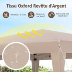 Giantex tonnelle pliante pour 6 - 8 personnes tente de jardin exterieur pop - up 400x348 cm hauteur r�glable ...