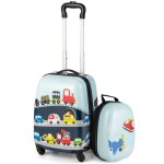 Giantex valise enfant16 + sac � dos 12 3 ans + 4 roulettes corde anti - perte poign�e r�tractable voiture ...