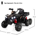 Giantex voiture quad electrique enfants 3 - 8 ans 12v avec 6 roues 3 - 6 km / h lumi�res ledmusique charge ...