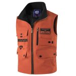 Gilet homme multi - poches leger respirant col motnat zipp� grande tailleorange