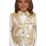 Gilet  paillettes dor - marque inconnue - enfant - couleur beige