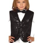 Gilet paillettes noires - marque - mod�le - enfant - carnaval - accessoire brillant