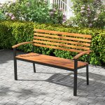 Ginatex banc exterieur jardin pour 2 personnes banc en bois acacia avec cadre en m�tal banquette charge ...