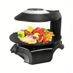 Girll �lectrique sans fum�e 360� barbecue int�rieur avec �cran num�rique & plaque anti - adh�sive - noir ...