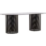 Glasgow table de salle  manger 100x200cm verre noir.