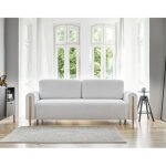 Glendale - canapé droit 3 places - convertible avec coffre - en tissu bouclette - blanc Glendale - canapé droit 3 places - convertible avec coffre - en tissu bouclette - blanc