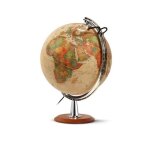 Globe terrestre lumineux - jpc - 40 cm - antique - pied en bois - mridien en plastique - loupe
