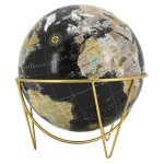 Globe terrestre en r�sine noir et m�tal dor� - adulte - mixte - � 22. 5 h 24 cm - int�rieur