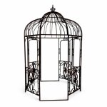 Gloriette gazebo tonnelle kiosque abri jardin fer marron �. 208 x ht. 314 cm