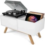 Glorious turntable lowboard - meuble blanc rétro pour 130 vinyles Glorious turntable lowboard - meuble blanc rétro pour 130 vinyles