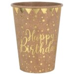 Gobelets happy birthday métal kraft / or - santex - sachet de 10 - 27 cl Gobelets happy birthday métal kraft / or - santex - sachet de 10 - 27 cl