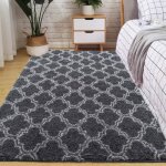 Gogoloving tapis de salon shaggy 120 x 160 cm en mod�le de gourde gris fonc�