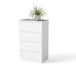 Gokhomx blanc 1 pi�ce 4 tiroirs rangement commode moderne 60x40x98cm salon chambre bureau