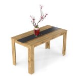 Gokhomx ch�ne et noir table � manger pour 6 personnes table rectangulaire 140x70x75cm style industriel ...