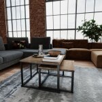 Gokhomx noir 1 set rangement compact table basse carr�e gigogne design bois moderne tubes acier carr�s ...