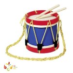 Tambour de fanfare - goki - h21x22cm - peau naturelle - bois - enfant