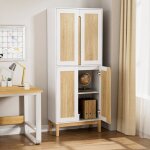 Goobuy buffet cuisine haute 150 cm armoire salle � manger vaisselier haute � 4 portes 60 x 30 x 150cm ...