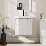 Goobuy meuble - lavabo suspendu meuble lave - mains mural poign�es m�talliques motif de ligne lavabo ...