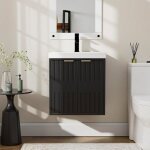 Goobuy meuble - lavabo suspendu meuble lave - mains mural poign�es m�talliques motif de ligne lavabo ...