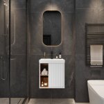 Goobuy meuble lave - mains suspendu avec lavabo en r�sine design moderne � lignes verticales rangement ...