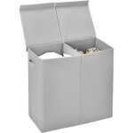 Goplus 105 l panier � linge 2 compartiments corbeille � linge avec couvercle et poign�es bac � linge ...