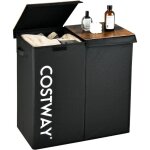 Goplus 105 l panier � linge 2 compartiments corbeille � linge avec couvercle et poign�es bac � linge ...