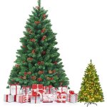 Goplus 195cm sapin de noël lumineux - 1100 branches + 450 led blanc chaude + 56 pommes de pin + 56 baies ... Goplus 195cm sapin de noël lumineux - 1100 branches + 450 led blanc chaude + 56 pommes de pin + 56 baies ...