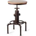 Goplus 1pc tabouret de bar industriel - hauteur rglable de 60 - 75cm - chaise haute cuisine avec pieds ...