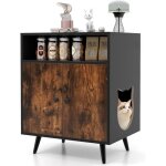 Goplus 2 en 1 armoire  litire pour chat maison pour chat avec compartiment ouvert kits anti - claboussures ...