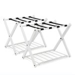Goplus 2 pcs porte - bagages pliants en mtal support valise avec 2 tages & 4 sangles pour chambre htel ...