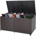 Goplus 662l coffre de rangement 150x77x72cm en rotin pe bo�te de rangement avec couvercle malle de rangement ...