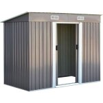 Abri de jardin en metal 32m - goplus - 2 portes coulissantes et 4 fentres - toit plat bouche daration ...