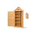 Goplus abri de jardin en bois certifi� fsc pour rangement des outils avec 5 compartimentspour jardin ...