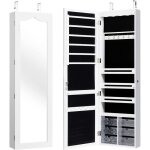 Goplus armoire  bijoux mural 120x365x115cm avec miroir et lumire led accroche  la porte avec serruremiror ...