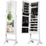 Goplus armoire  bijoux sur pied avec miroirmeuble  bijoux de dessus d?arc avec 14 lumires led6 tagres ...