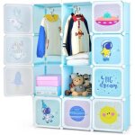 Goplus armoire penderie modulable enfants12 cubes 35x35x35cm avec barre de suspensionmotifs despace mignons ...