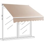 Goplus auvent rtractable avec manivelle store banne manuel avec revtement pacadre en aluminium pour ...