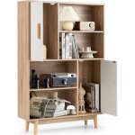 Goplus bibliothque meuble de rangement avec 4 tagres ouvertes et 2 cabinets de porte 80x24x1195cm ...