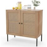 Goplus buffet  2 portes en rotin artificiel commode de cuisine avec etagre rglable meuble de rangement ...